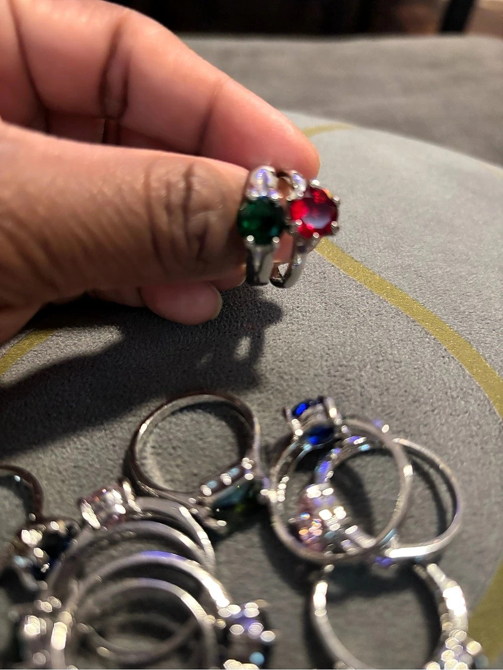 Green & Red Gemstone Rings - Picture 5 of 5